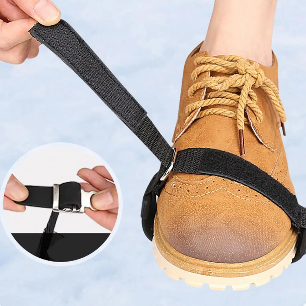 Non-Slip Crampon Boot Traction Cleat Snow Shoe Spikes Adjustable Fastener Tape Ice Snow Shoe Ice Gripper
