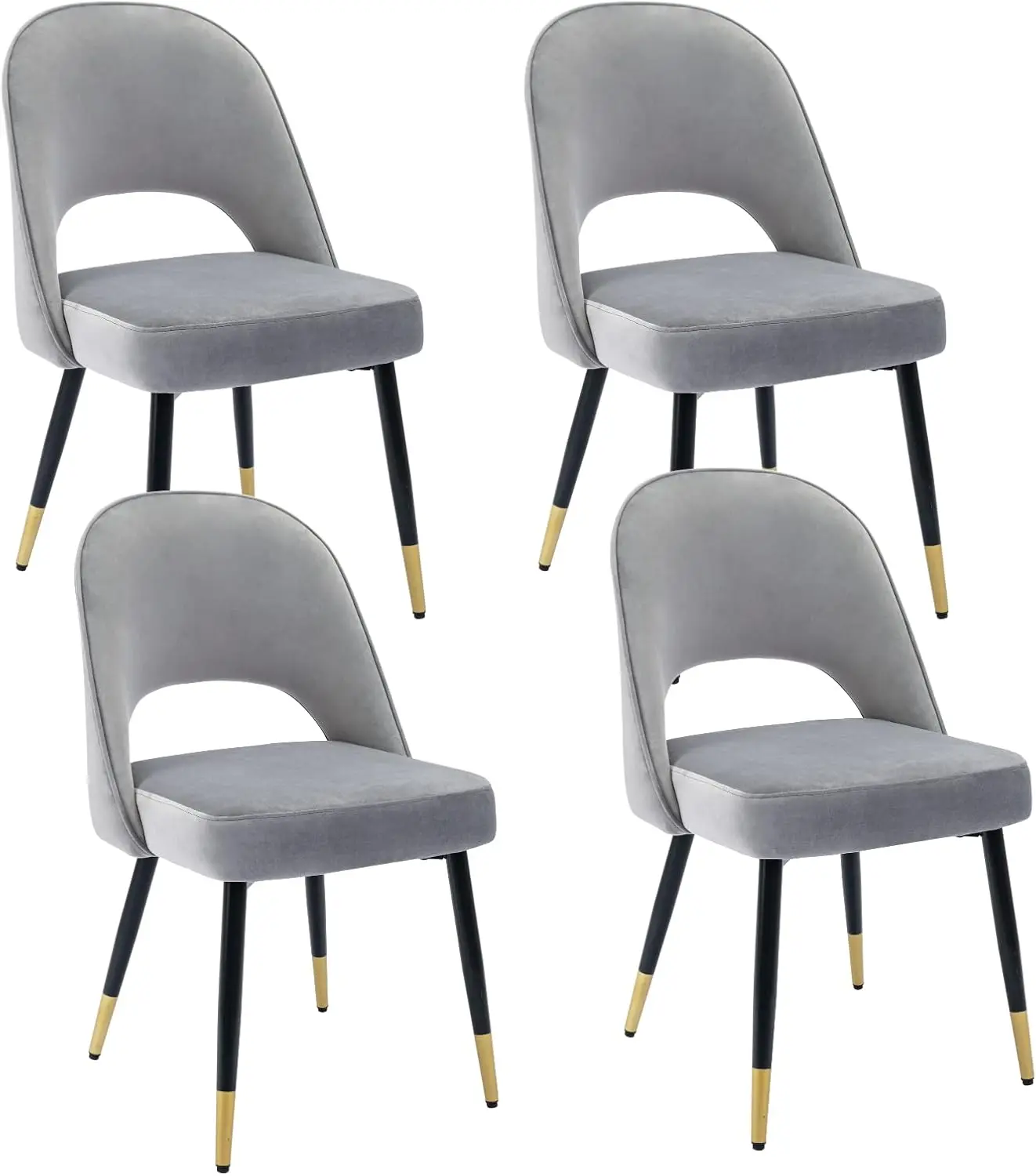 Modern Dining Chairs Set Of 4, Arml Upholstered Velvet Dining Kitchen Chairs With Open Ba And Metal Legs,Farmhouse Dining Room