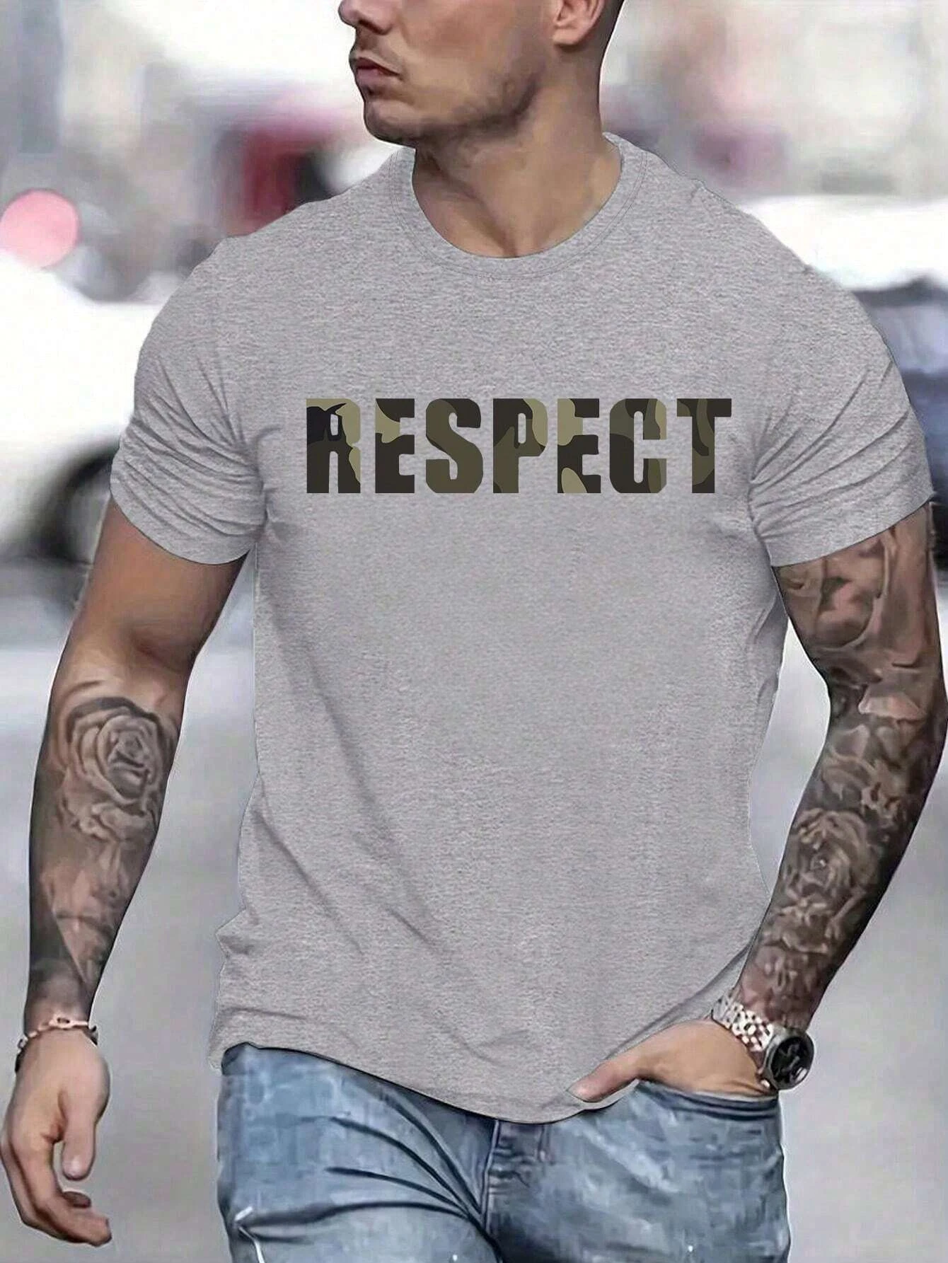 Respect Men Cotton T-shirt Luxury Brand Fashion Big Size Top Casual Short Sleeve Streetwear Classic Print New Arrival Tee S-4XL