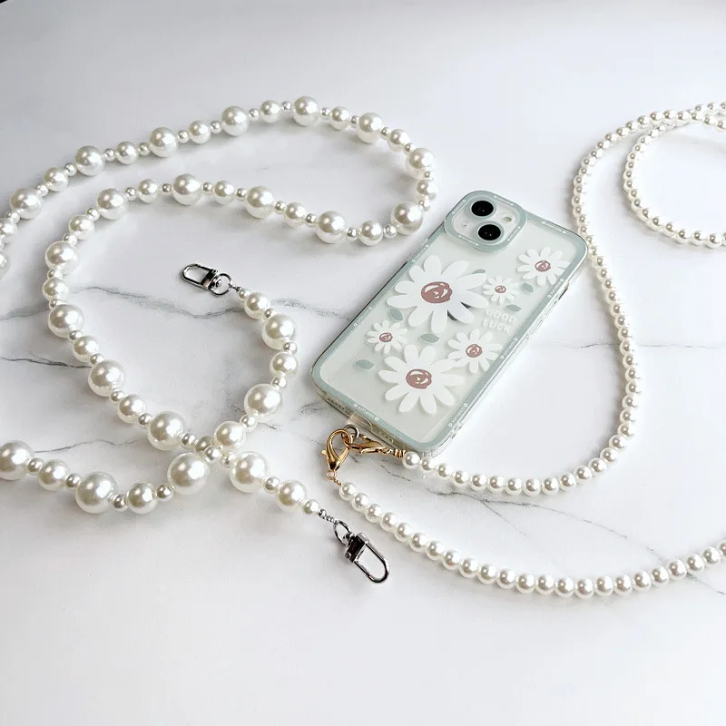 

Pearl Crossbody hand beaded mobile phone chain Simple fashion mobile phone lanyard single shoulder chain bag accessories