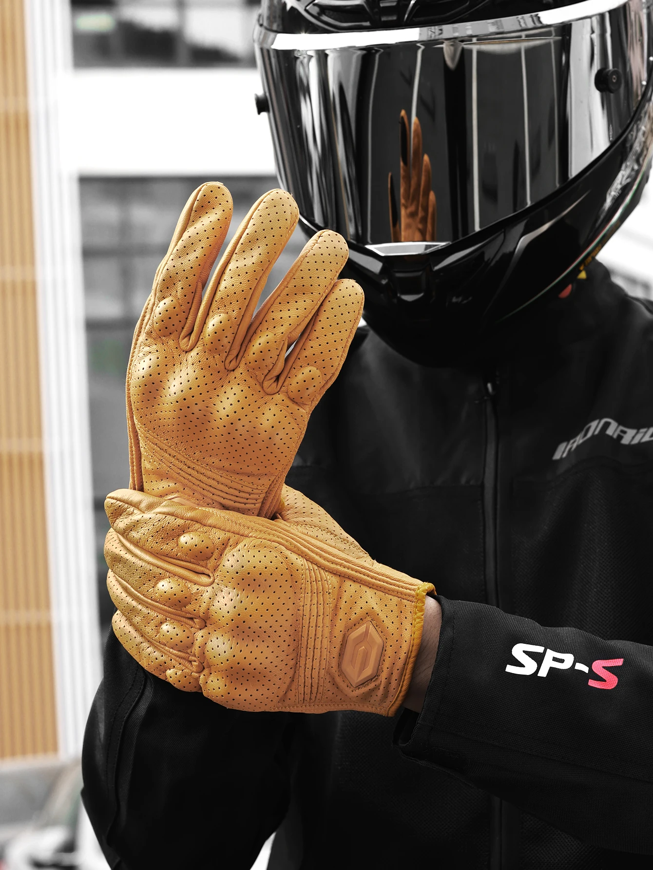 

Мотоциклетные кожаные перчатки с отверстием, мужские перчатки для езды на мотоцикле, дышащие перчатки с сенсорным экраном, защита от падения для мотокросса