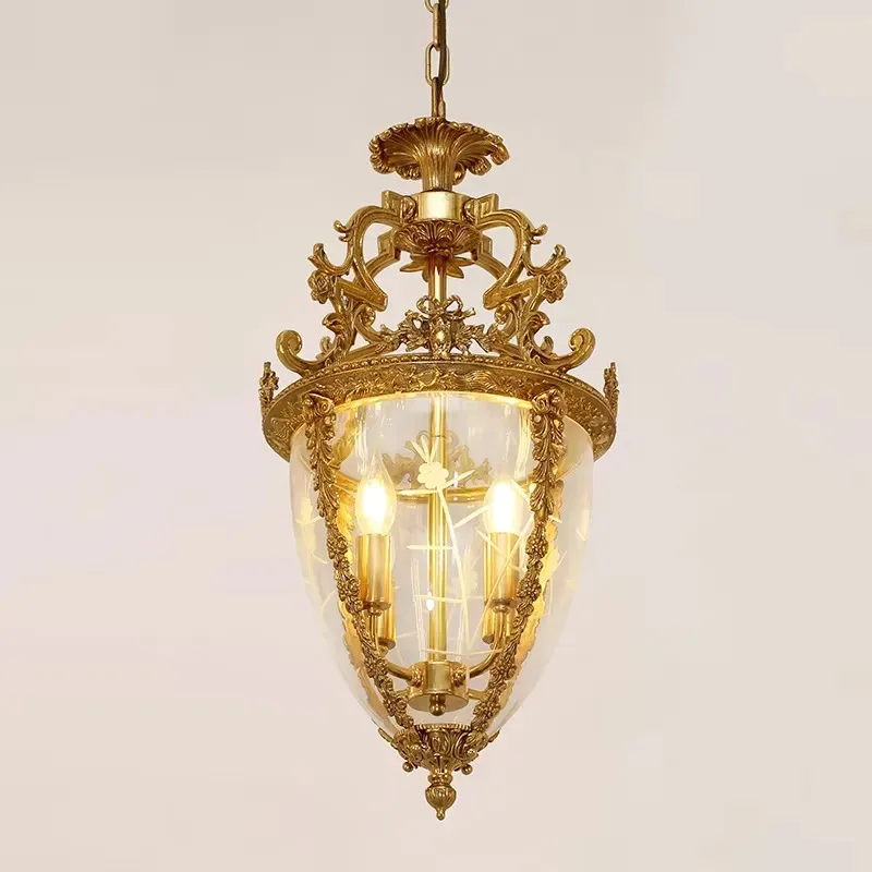 Jewelry top antique brass candle chandelier bronze lantern lighting luxury glass chandelier hanging in hotel lobby