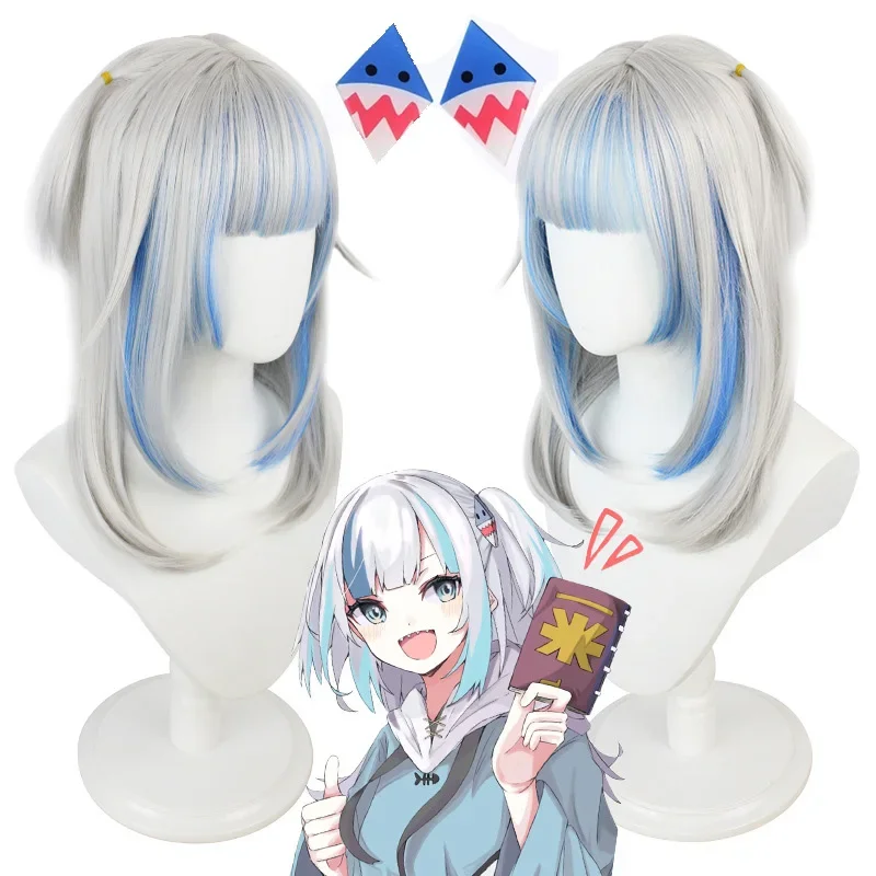 VTuber Hololive Hololive Gawr Gura Cosplay Wig Hololive English Cosplay Hair Gawr Gura Headdress Peruca Adult Props