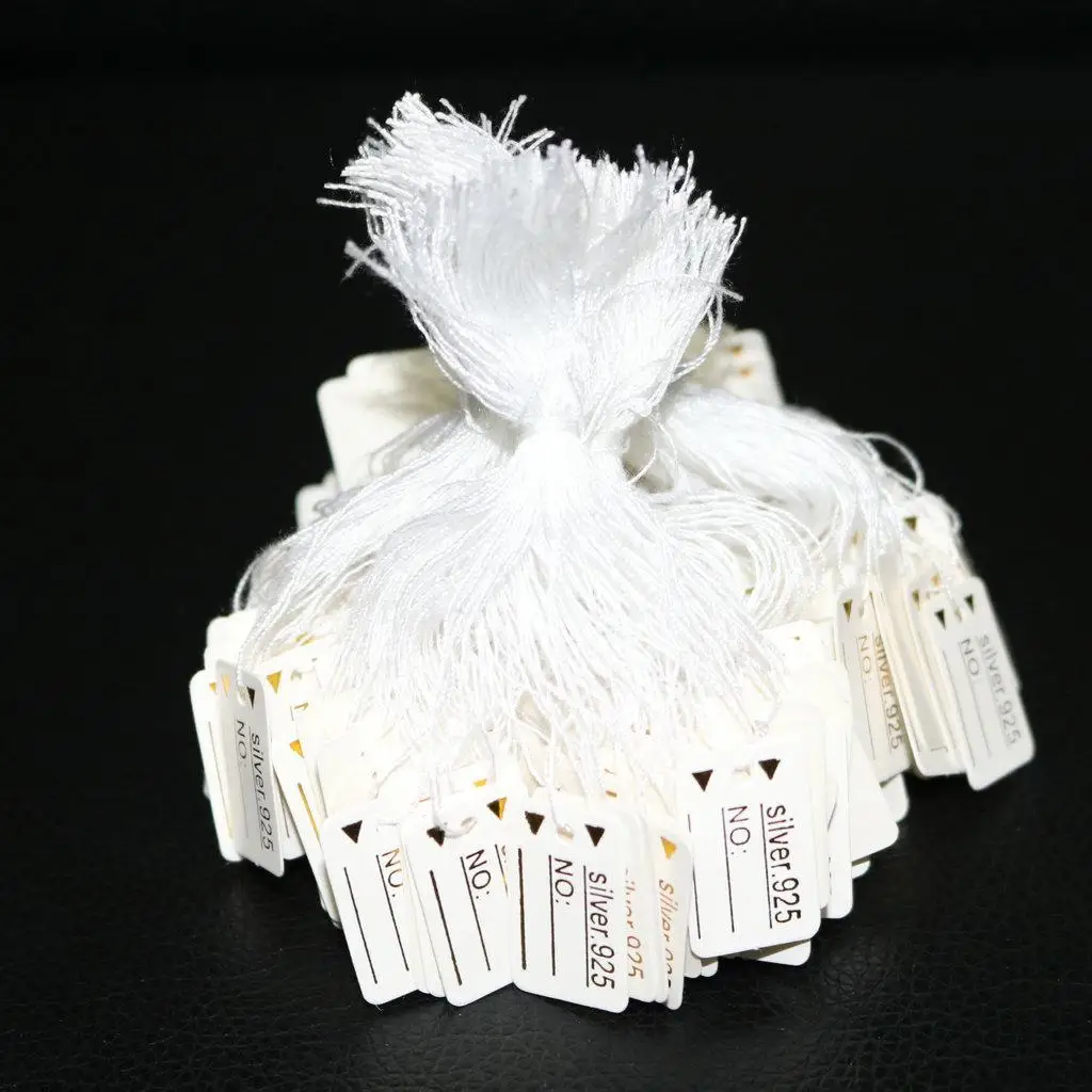 500pcs Price Tag Jewelry Watches Cloth Label Display with String Hanging