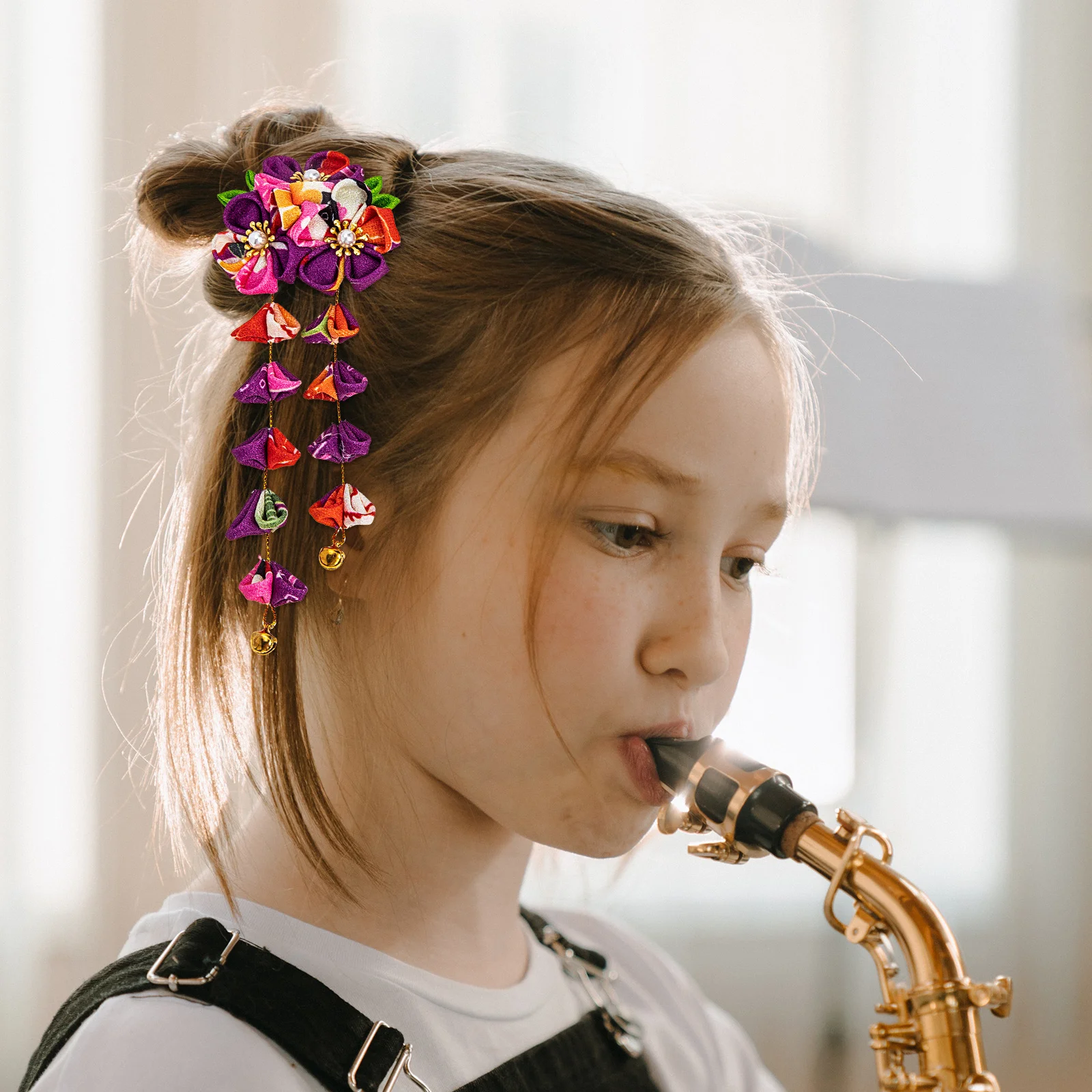 

2Pcs Distinctive Flower Fan Hair Accessories Versatile for Children Women Teens Mommy New Year Day Party Decoration