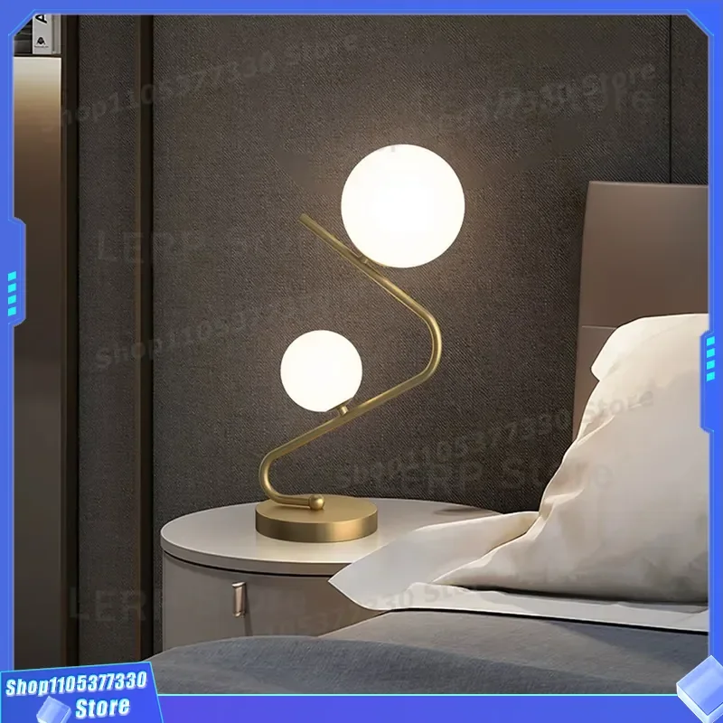 Nordic Simple Glass Ball Desk Lamp Creative Post Modern Bedside Reading Light Warm Romantic Bedroom Decor Minimalist Style