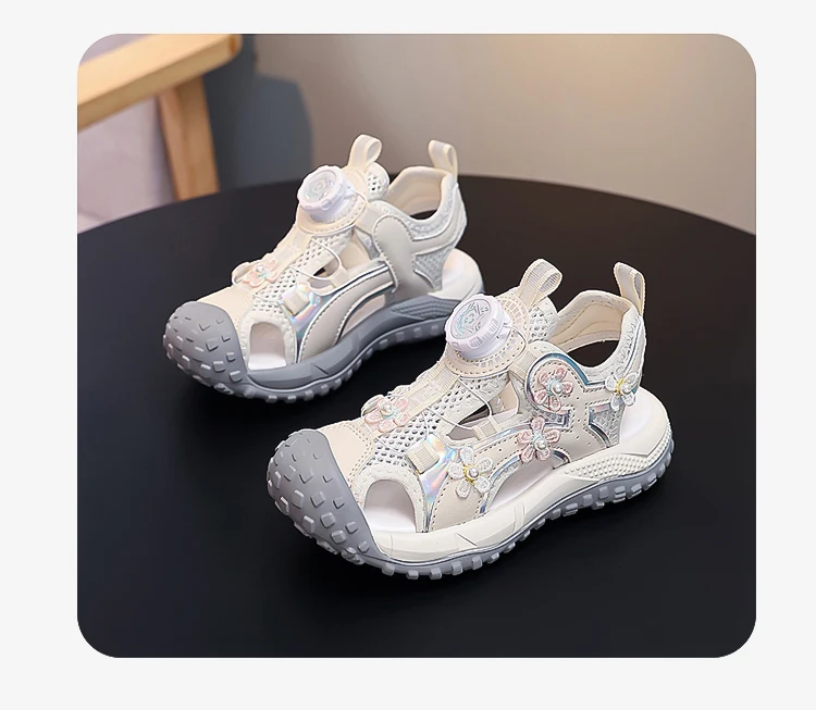 Mädchen Prinzessinnen-Sandalen Süße Blumen Weiche Kinder-Freizeitsandalen mit Zehenkappe 2026 Sommer Kinder-Sportsandalen Atmungsaktives Mesh – Detail 11