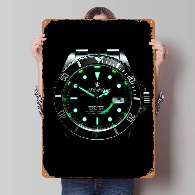 Glowing Submariner Sign Rusty Metal Poster Bathroom Decor Retro Metal Tin Sign for Man Cave Wall Art Decoration Outdoor Decors