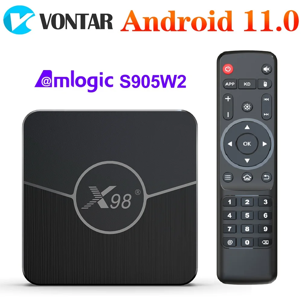 X98 Plus TV Box Android 11 Amlogic S905W2 4G 64GB Support H.265 AV1 Dual Wifi HDR 10+ Youtube Media Player 32GB Set Top Box 