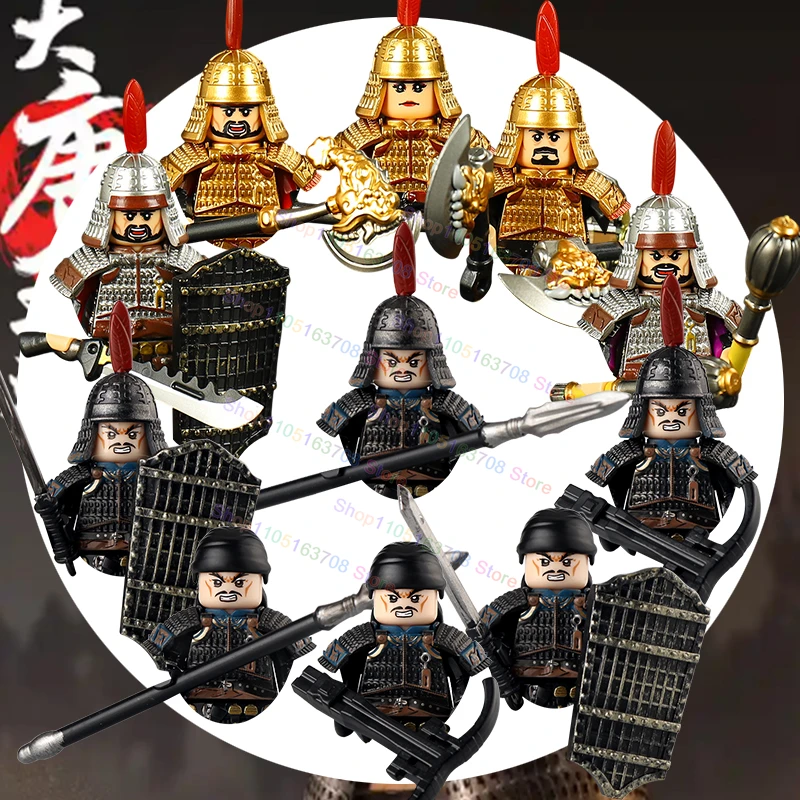MOC KP902 KP903 Accessoires d'épée à double marteau pour soldats de l'armée Tang chinoise, mini figurines d'action, blocs de construction, jouets, cadeaux