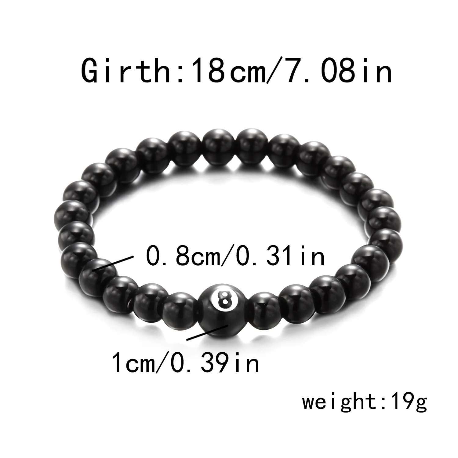 Neue Billard Perlen Schwarz 8-Hand Armband Damen Männer Kreuz Glück Mode Schmuck Zubehör – Detail 2