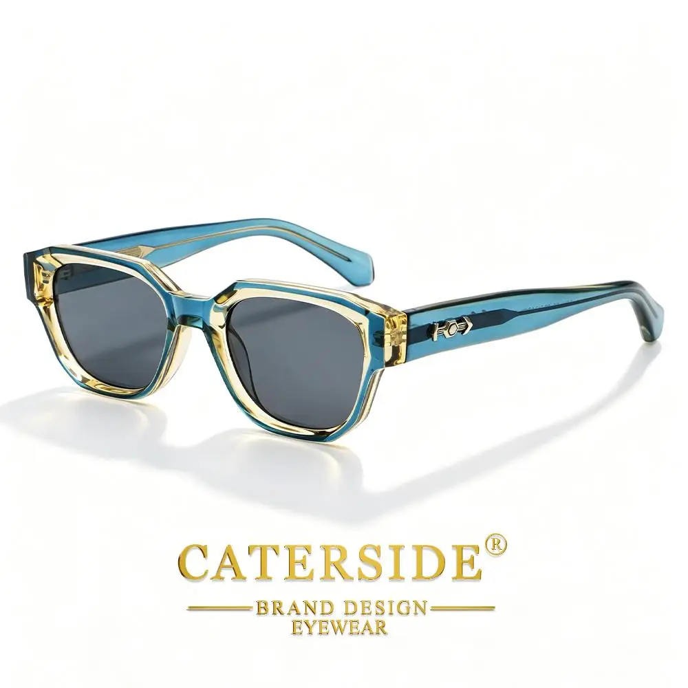 CATERSIDE Retro Herren-Sonnenbrille, quadratisch, dicker Rahmen, Bügel aus Cellulosepropionat, Sonnenbrille für Damen, Outdoor-Fahrbrille – Detail 14