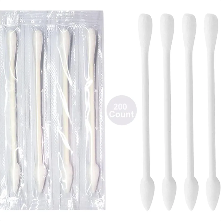 Individually Wrapped Double Tipped Cotton Swabs Travel Size Pointed Round Tip For Ear Makeup Cleaning 200 Count