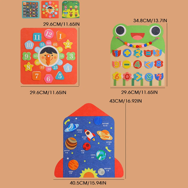 Spelbord met klittenband voor kinderen, waterdicht puzzelspeelgoed voor vroeg onderwijs, verbeter het cognitiedoekboek, spelbord