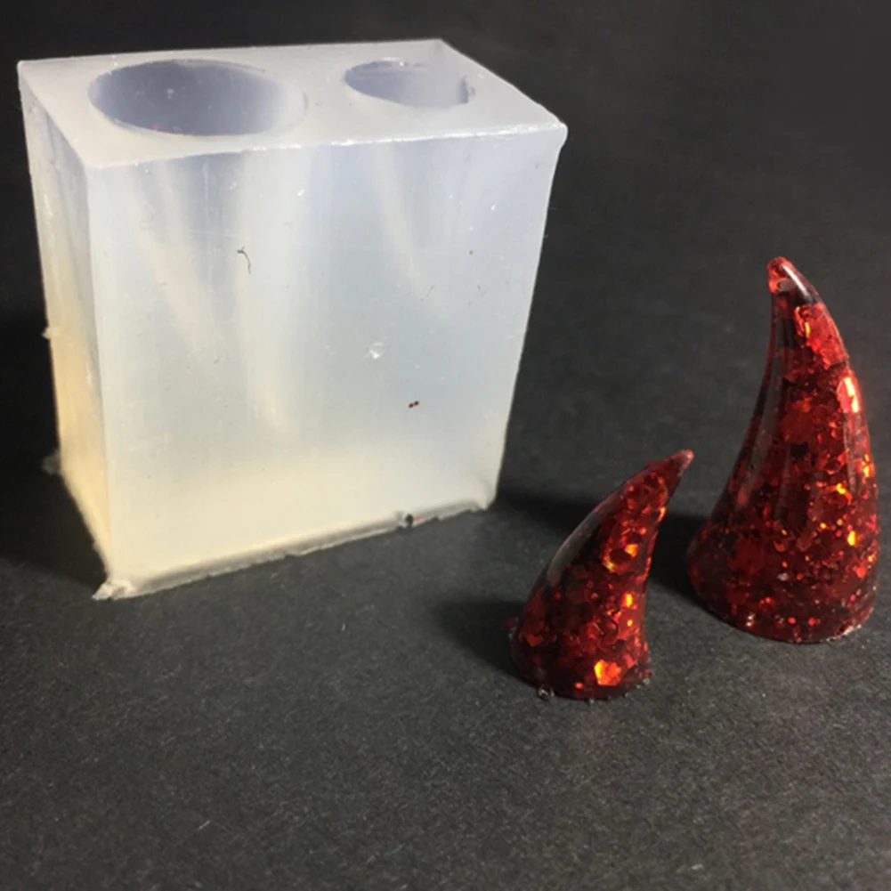 ABQR Devil Horn Silicone Mold Animal Horn Pendants Jewelry Making UV Resin Molds Dome Cabochon Epoxy Resin Molds