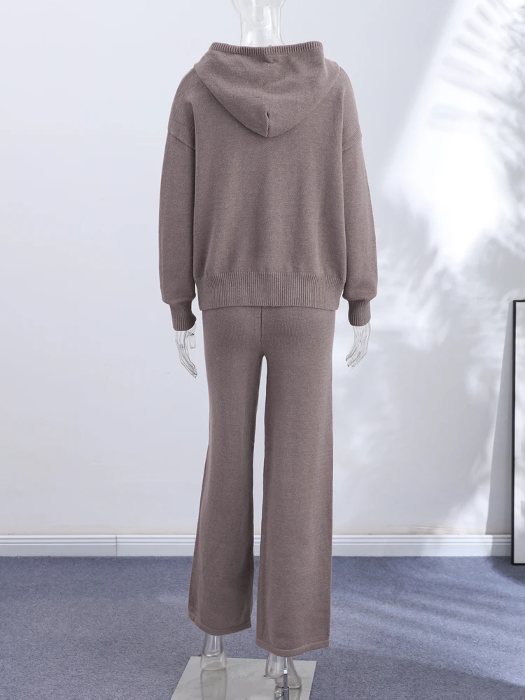 Jacket Tracksuit Two‑piece Set Knit Jacket Clothes Hooded Knit Woman Tracksuit Hooded Knit Coat Pants Trousers Women Clothes