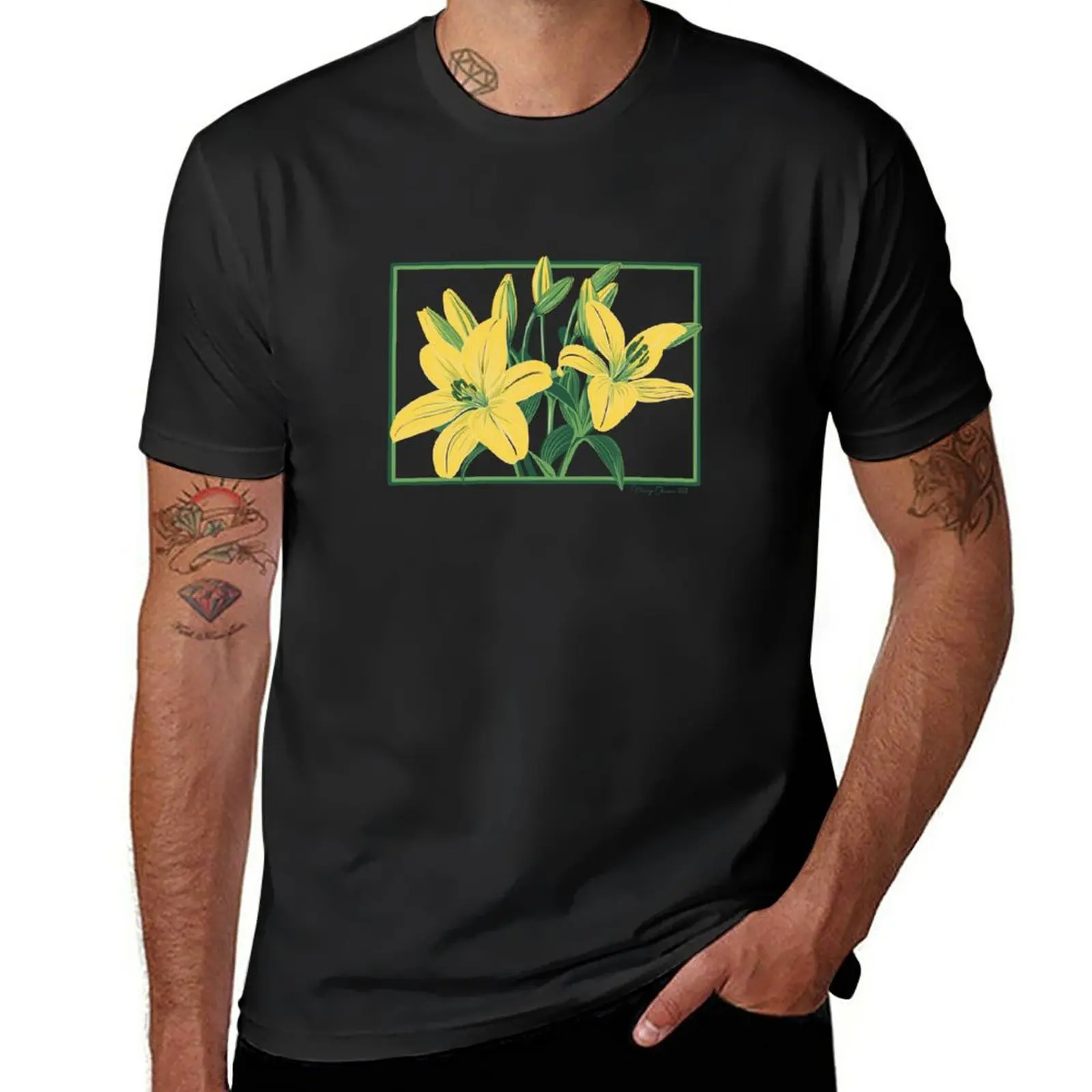 New Yellow Oriental Lilies Bouquet T-Shirt Oversized t-shirt custom t shirts design your own plain t shirts men