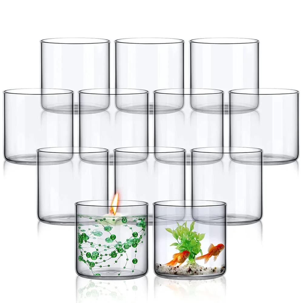 

12pcs Glass Cylinder Vases 4 6 Inch Tall - Multi-usePillar CandleFloating Candles Holders or Flower Vase Perfect as a Wedding