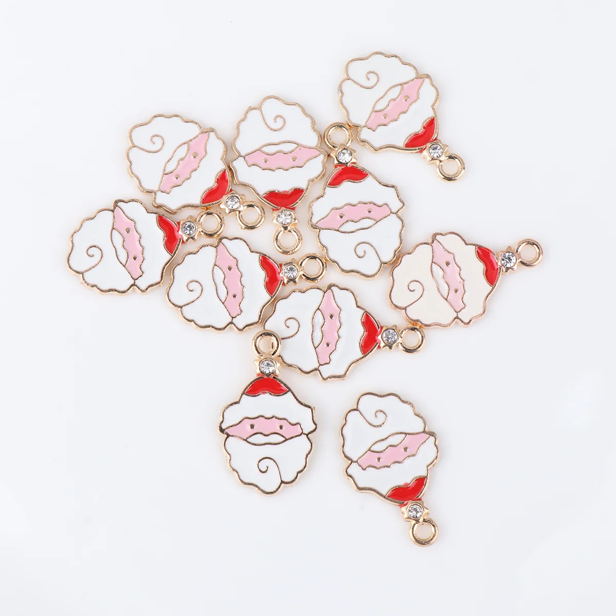 

10Pcs Christmas DIY Jewelry Accessories Santa Claus Enamel Charms for Necklace Bracelet Making Craft Pendant Keychain Dangle
