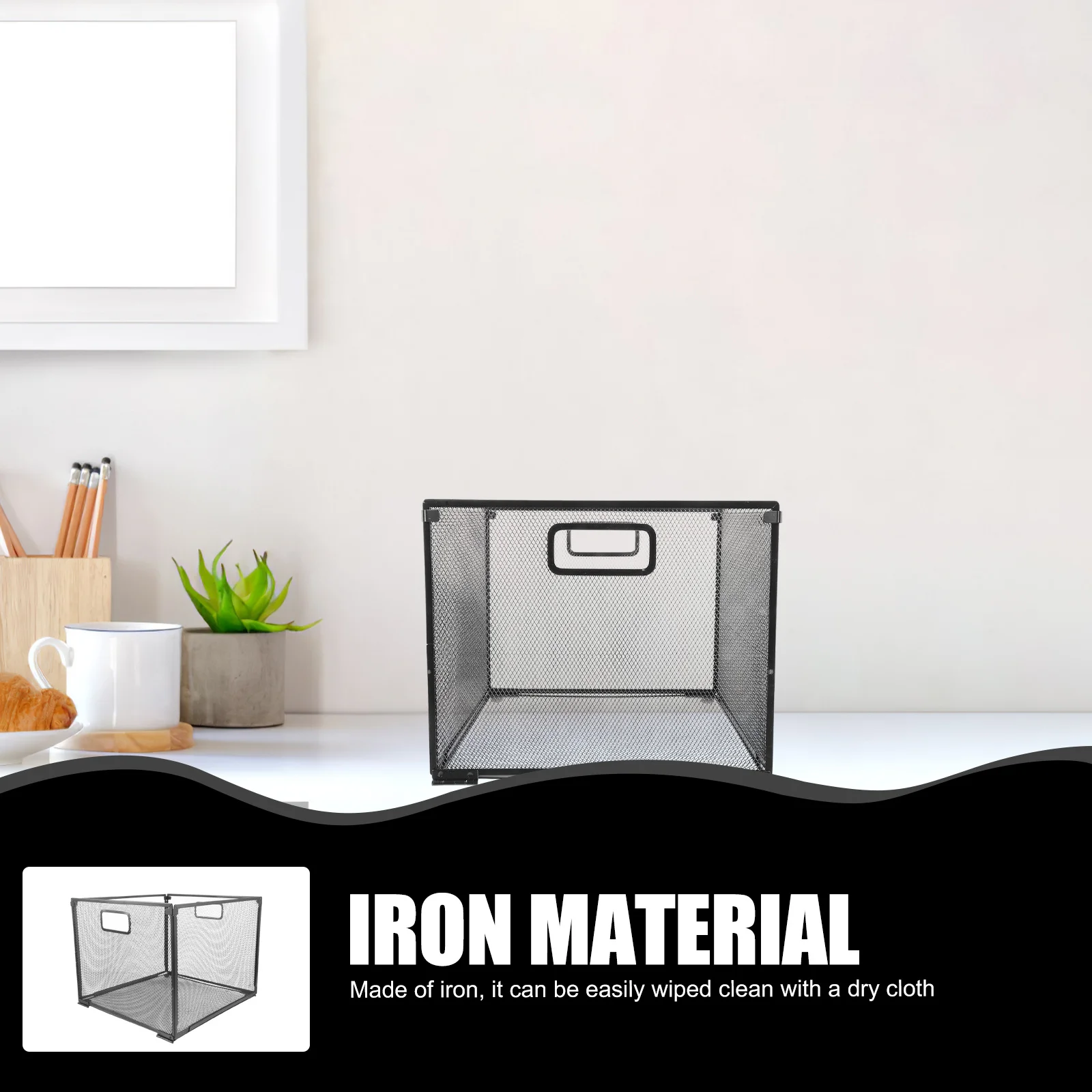 

Metal File Holder Desktop Organizer for Books Magazines Documents Easy to Fold Store Creative Storage Solution