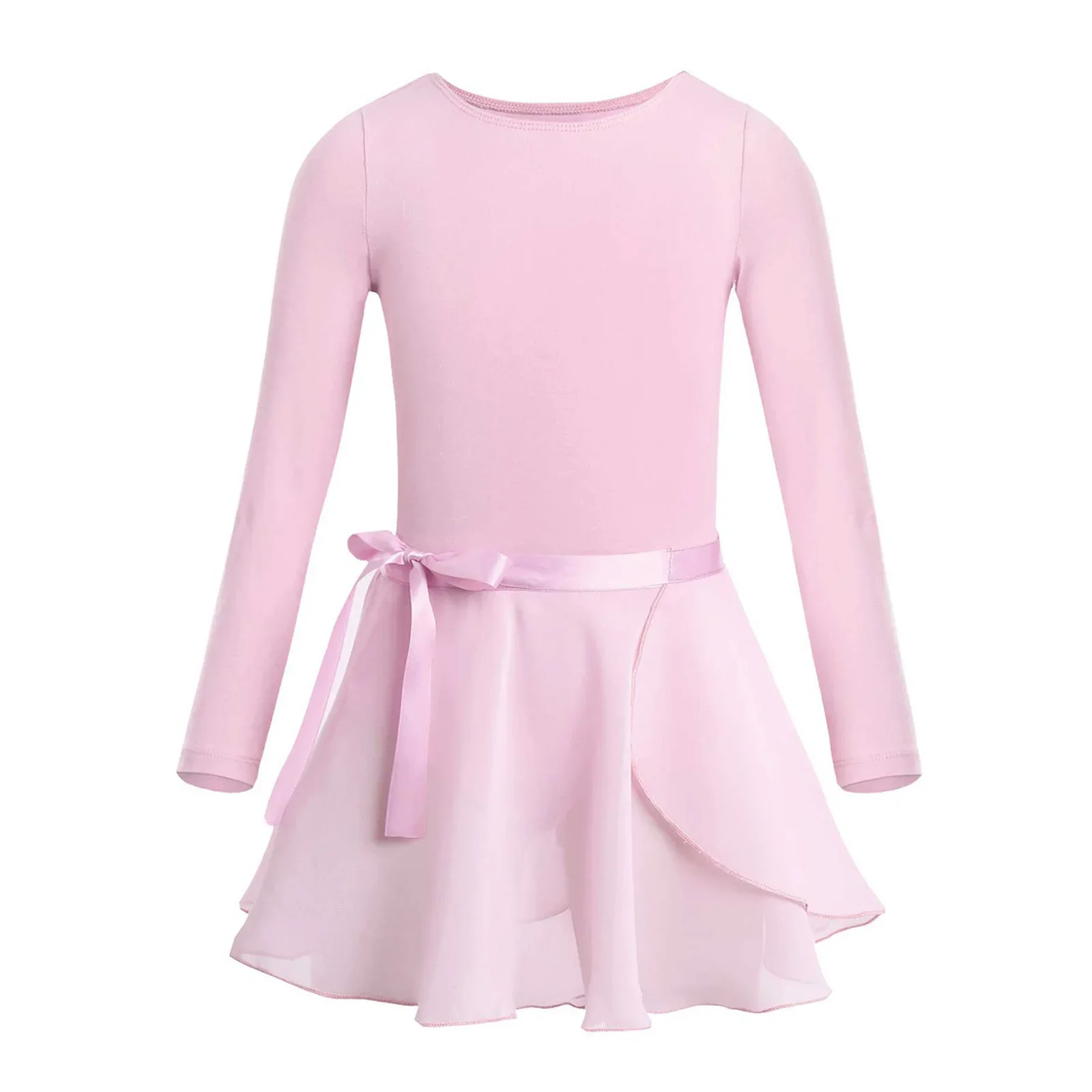 

Kids Girls Ballet Leotards Chiffon Skirt Set Gymnastics Long Sleeve Cotton Leotard Bodysuit Costume Ballet Dress Training Wear