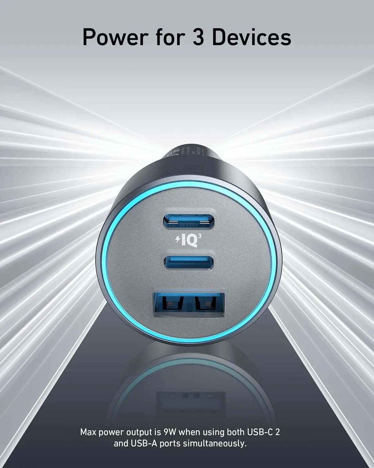 Image of Anker USB-C Autoladegerät, iPhone 16 Autoladegerät, 67W 3-Port Kompaktes Schnellladegerät, 335 Autoadapter mit PIQ 3.0 für iPhone