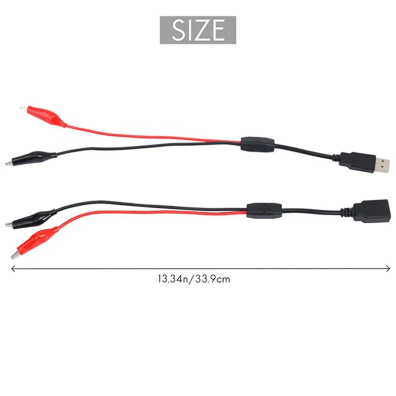 2Pcs USB Alligator Clips Crocodile Wire Male/Female To USB Tester Detector DC Voltage Meter Ammeter Capacity Power MeterJAS