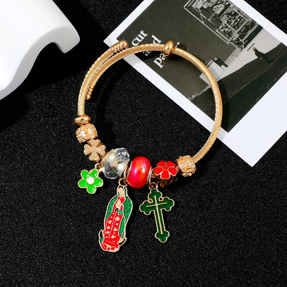 Religious Jesus Love Crystal Tree of Life Butterfly Stainless Steel Bracelet Pendant Bracelet for Women on Hand Vintage - Image 4