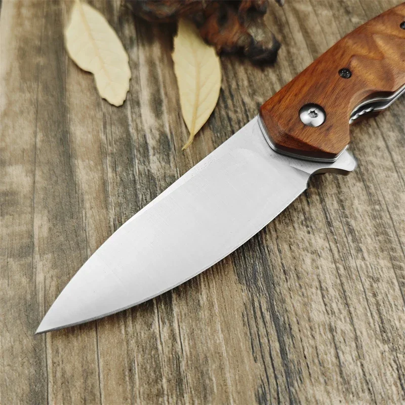 High Quality Fox FX308 Folding Knife Sandalwood Handle, Self Defense D2 Blade Outdoor Survival Fishing EDC Camping Rescue Hiking