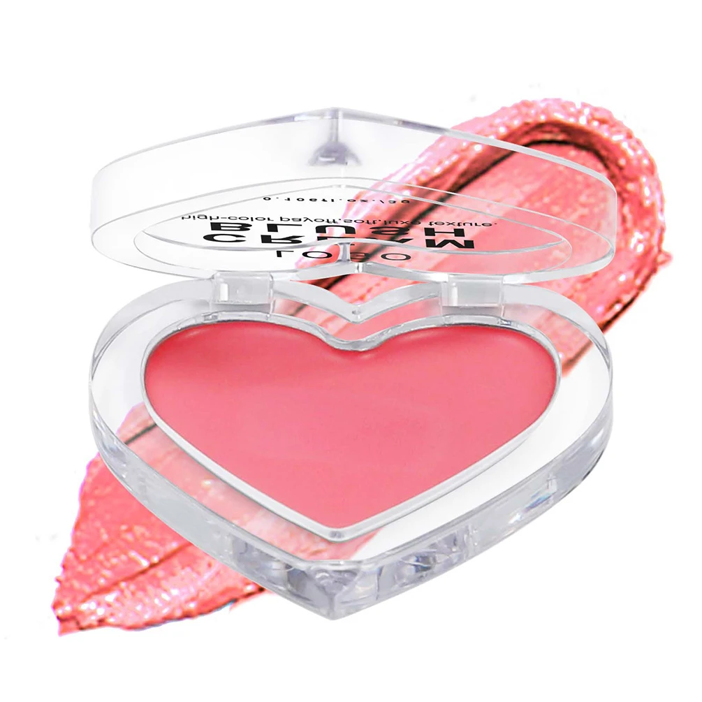 Fard in crema con etichetta privata a 13 colori Logo personalizzato Confezione a forma di cuore Fard idratante Pigmento impermeabile Guancia Trucco viso Vegan