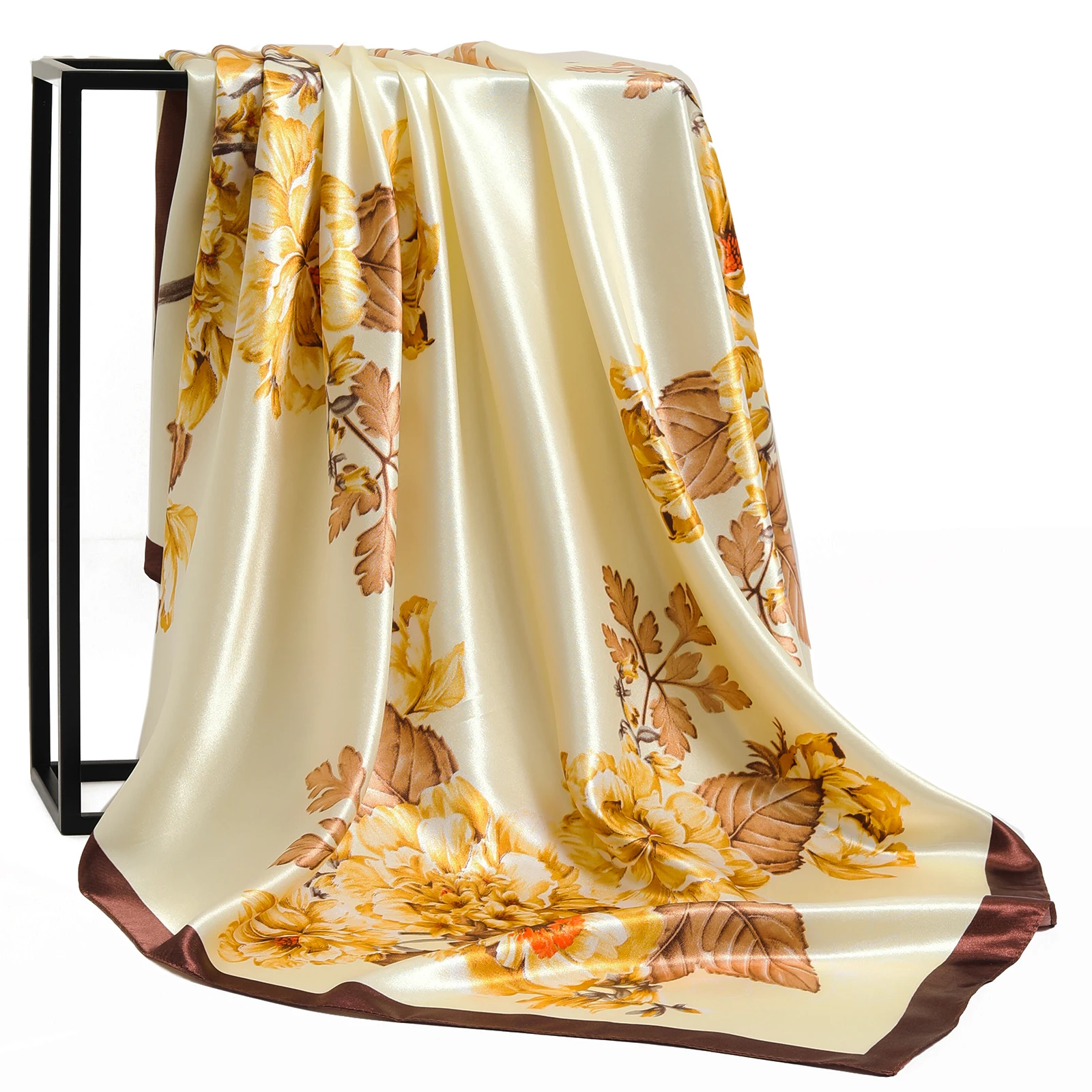 

New 90*90cm Retro Brand Women Silk Scarf Bandanna Fashion Bohemian Pattern Square Hijab Lady Wrap Headband foulard muffler