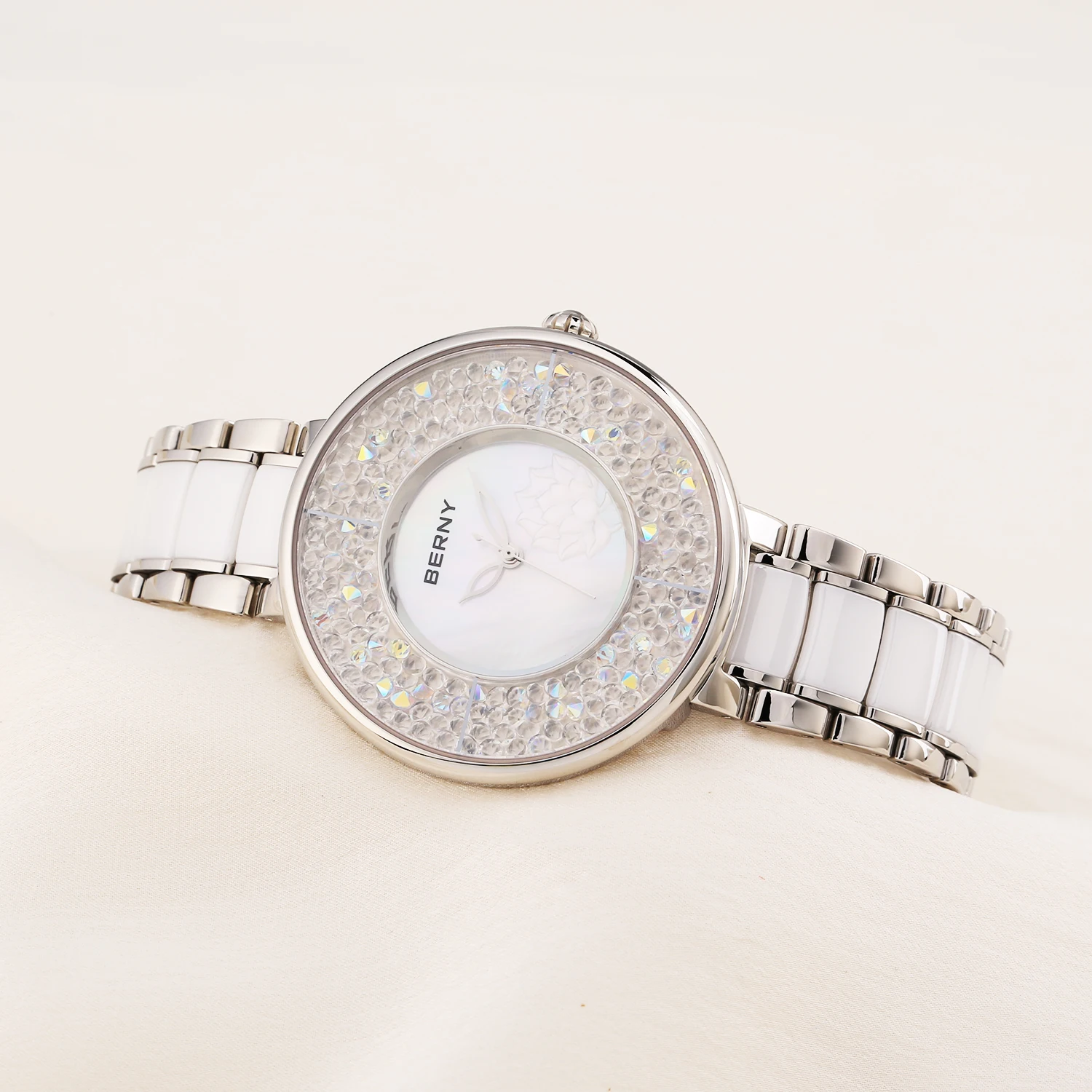 BERNY Luxury Watch for Women Elegant Multicolor dial Ladies Quartz Watches Exquisite Crystal Waterproof Woman Wristwatch