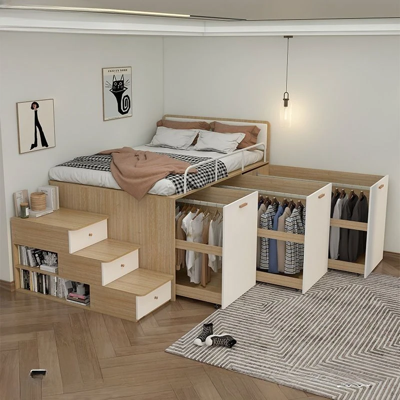 

Go to bed and lower cabinet Multifunctional bed Small apartment Children's semi-high integrated two-in-one