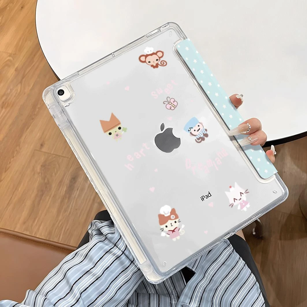 Cute Blue Star Tablet Case For iPad Pro 11 12.9 13 A16 M2 M4 M3 M5 Shell 8.3 9.7 10.2 5/6/7/8/9/10/11th Mini Air 3 4 5 6 7 Cover