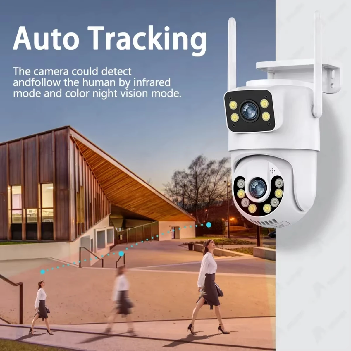 IPC360 Home 4K 8MP Dual Lens Dual Screens Mini Wireless PTZ Camera 2-Way Audio Color Night Vision Outdoor Waterproof Wifi Camera