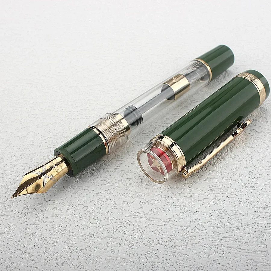 Imagem -05 - Jinhao Verde Caneta-tinteiro Luxuoso Clipe de Guitarra f m Espada Tinta Nib Escrevendo Canetas Escritório e Escola Estacionária Tiandao 1935