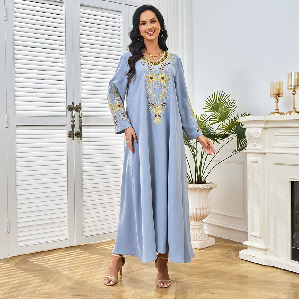 Moyen-Orient dubaï mode été nouvelle mode de luxe musulmane robe brodée robe de soirée pour femmes saoudiennes