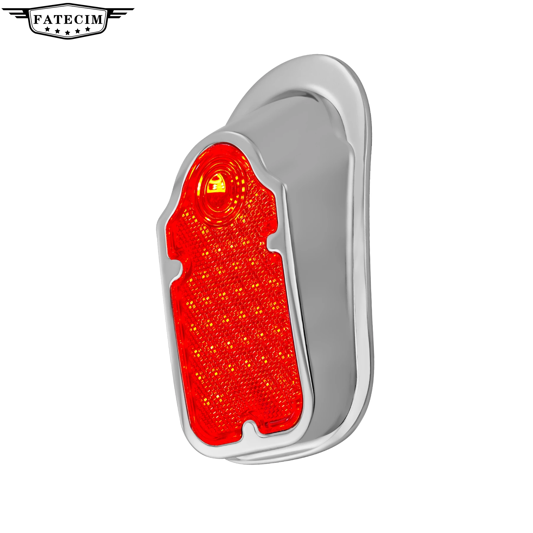 Motorcycle Tombstone Tail Light Universal Chrome Brake Tail Lamp Red Lens for Harley Triumph Ducati Honda