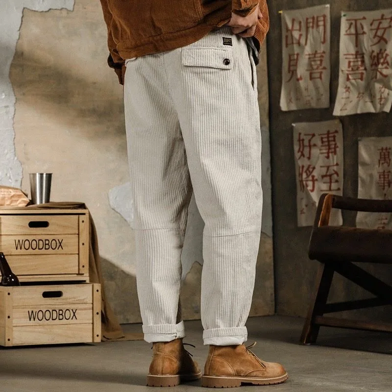 

Heavy Washed Corduroy Casual Pants For Men American Vintage Loose Pencil Trousers Spring Autumn Fashion Ankle-Length Pant Male