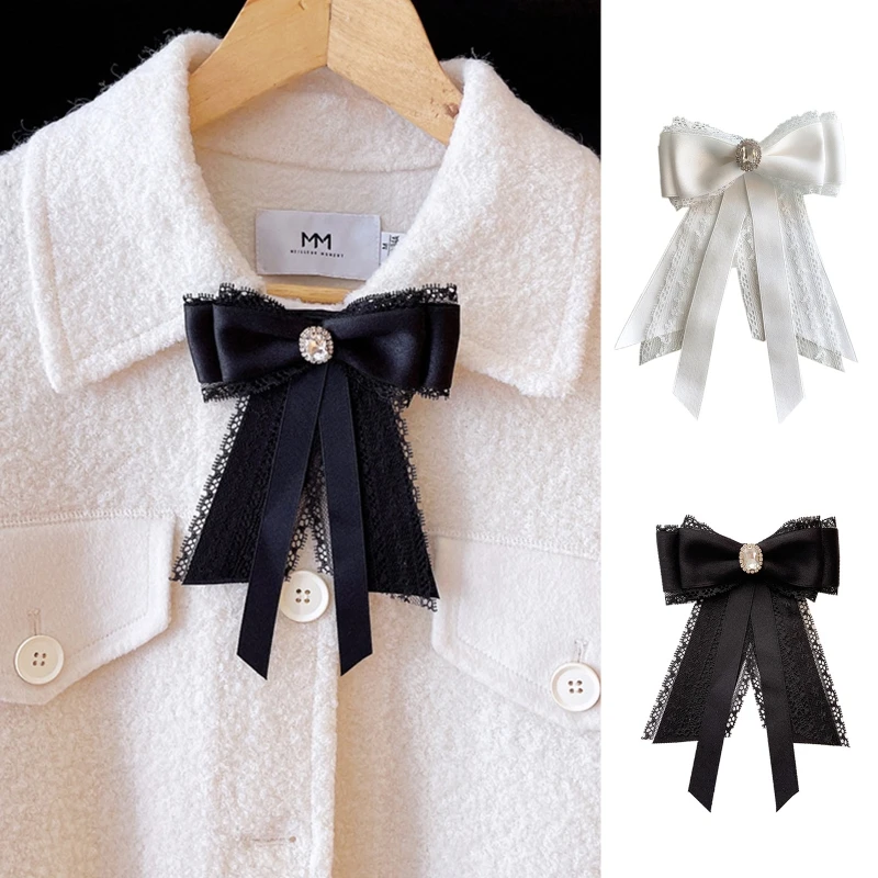 Blouse Collar Pin Jk Tie School Uniform Shirt Bow Tie Bows Tie Sweet Long Ribbon Bowtie Brooch Bow Tie 449B