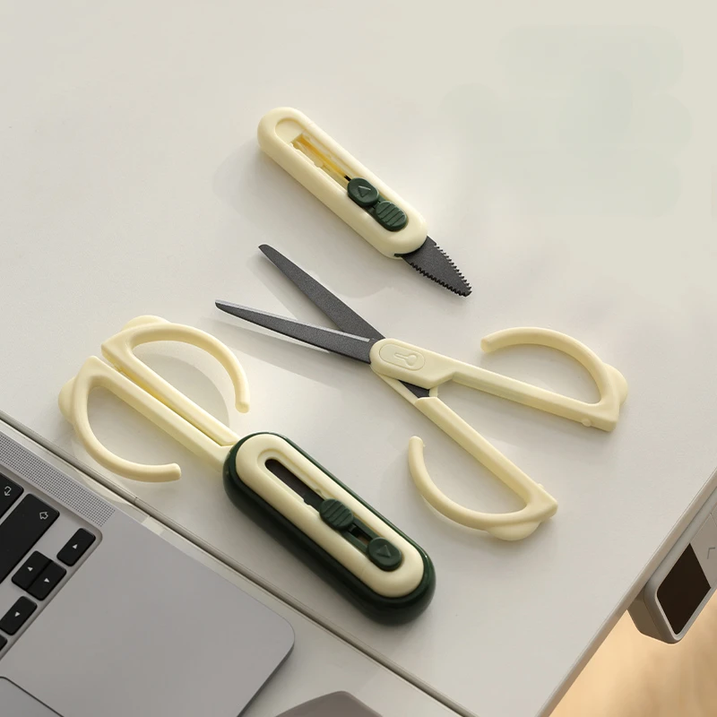 

Portable Expandable Blade Cutter Scissors - 2 in 1, Wheat Straw Nature series Envelope Knife Express Boxes Packing A7847