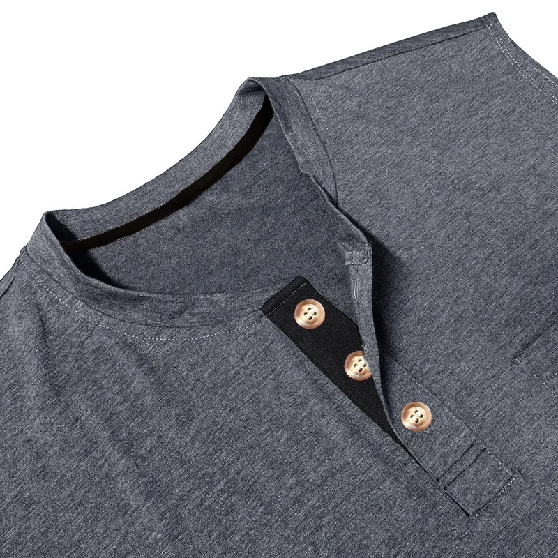 Men's Sleeveless Wide Shoulder Vest for Men's Henry Collar Button Fitness Sports Top Summer Men's Tank Top Fashion Casual