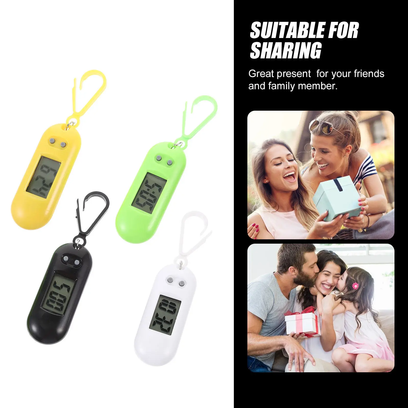 4Pcs Electronic Watches Clip-on Hanging Pocket Keychain Examination Watches Easy Read Time Funny Portable Funny Key Chain