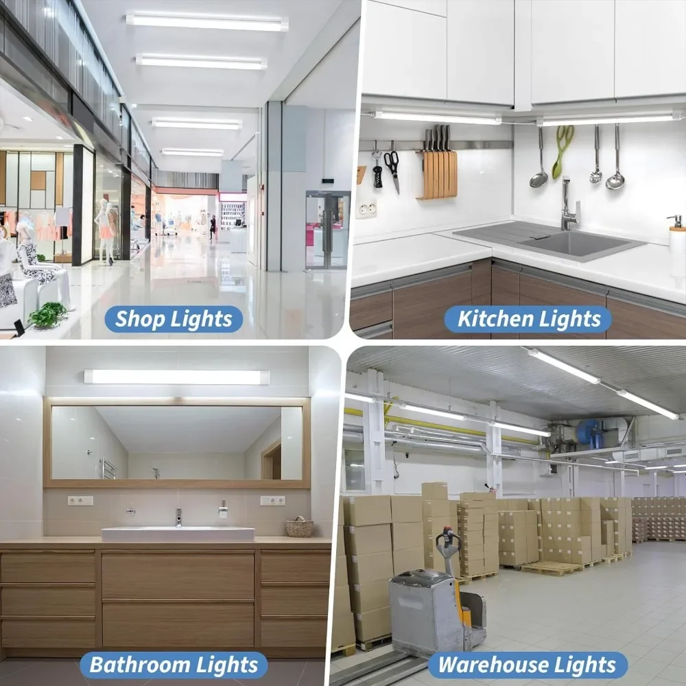 Airand LED Shop Lights for Garage with Plug, Waterproof Linkable LED Tube Light 5000K Under Cabinet Lighting,3600 LM LED