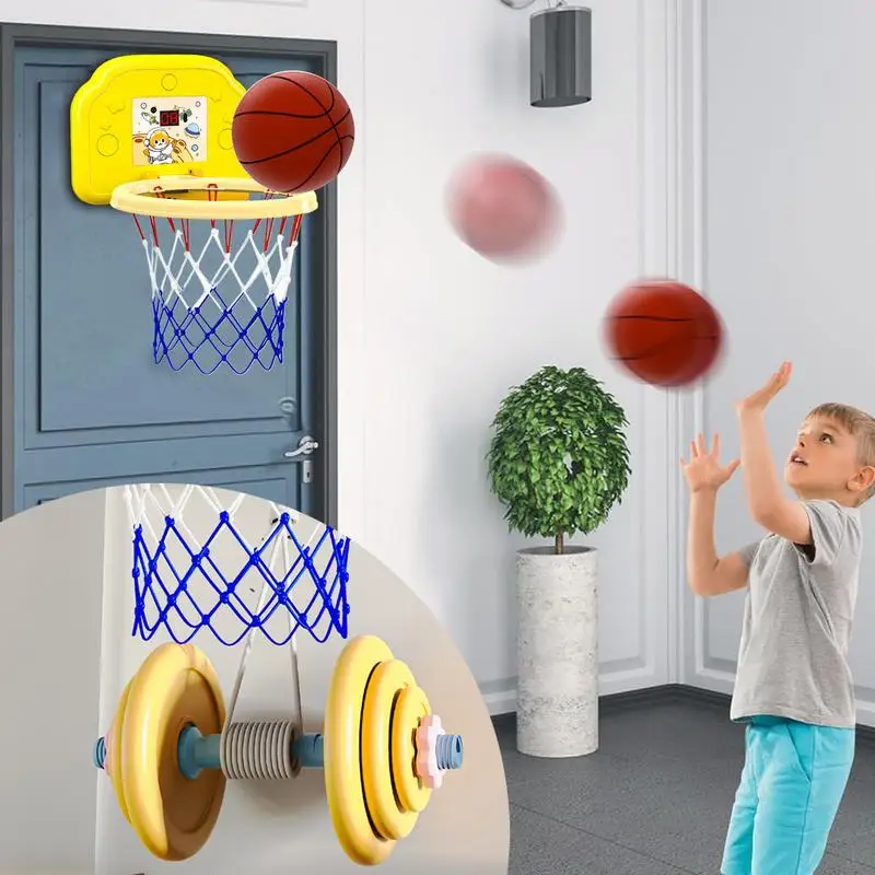 Indoor-Basketballkorb-Spielzeug, faltbar, ohne Bohren, Basketballnetz, Induktion, automatische Punktion, kreatives Sportspielzeug, ausgestattet mit