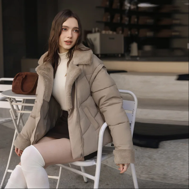 Chaqueta corta de algodón hinchada, manga extraíble, cintura ceñida, ropa de abrigo de invierno a la moda, Top de algodón para mujer