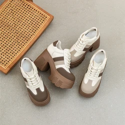 DIMANYU High heels Ladies Spring 2026 New 11cm Fashion Women's Shoes Platform Genuine Leather Lace-up Ladies Shoes