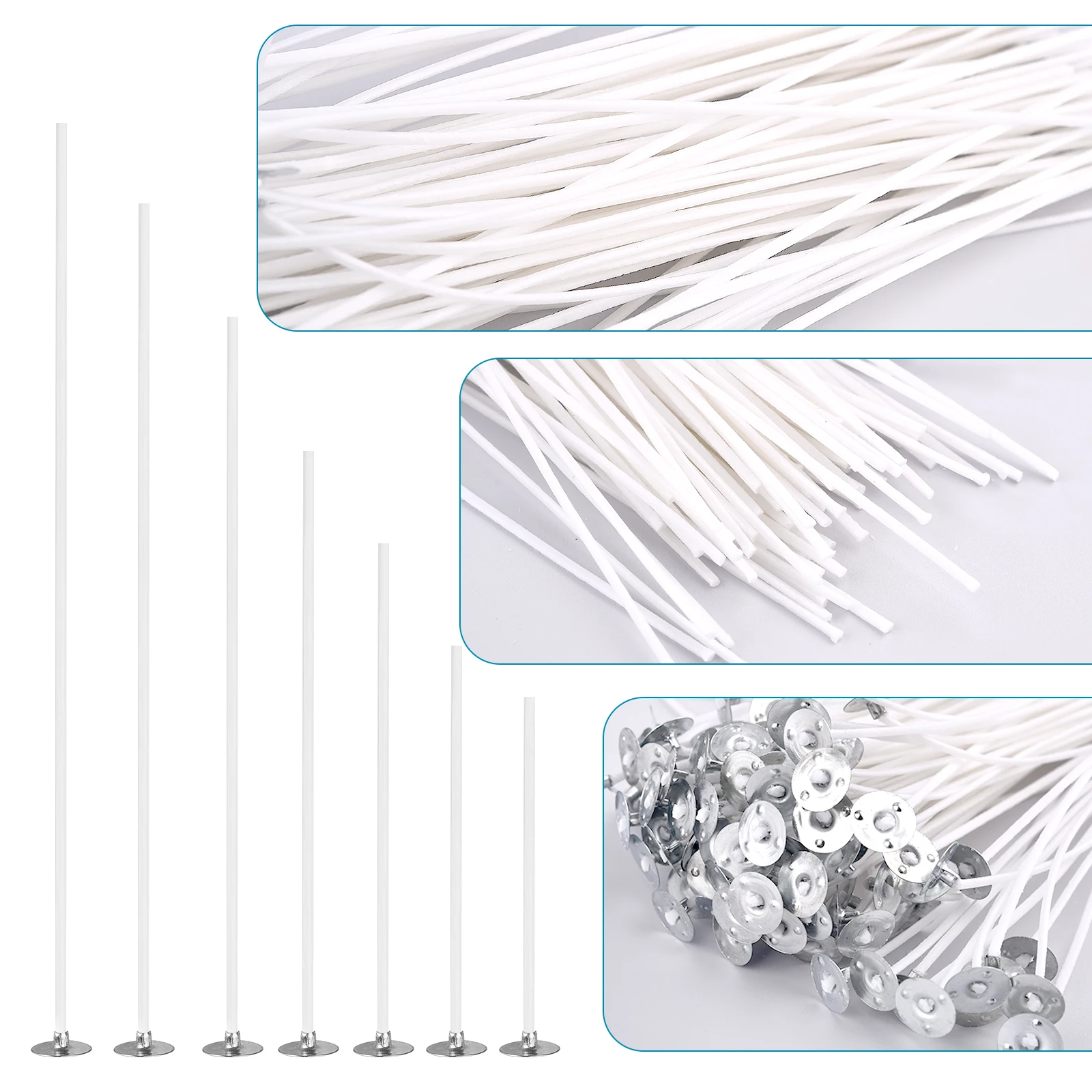 105pcs Waxed Cotton Candle Wicks Set With Stand Original Smokeless Candle Wicks Soy Oil Wax Core Woven Making Candles Supplies
