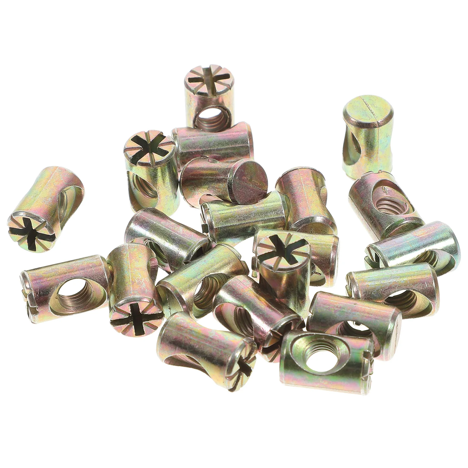 

20pcs Barrel Nut Zinc Alloy Furniture Hardware M6 Crib Bolts Nuts Washers Replacement Threaded Slotted Beds Chairs
