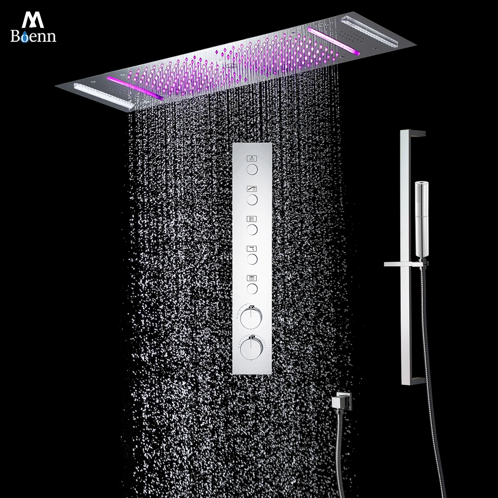 M Boenn 35*12 Inch Large Shower Head Smart Thermostatic Shower System Bathroom Couple Emotional Appeal Music Rain Showerheads